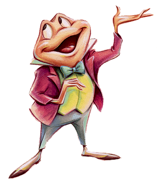 Image shows a picture of Disney's Mr. Toad dressed with a red suit, a green vest and green bow