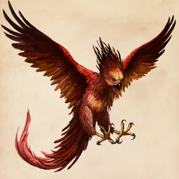 Image shows a red phoenix